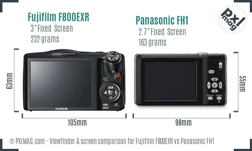 Fujifilm F800EXR vs Panasonic FH1 Screen and Viewfinder comparison