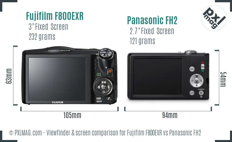 Fujifilm F800EXR vs Panasonic FH2 Screen and Viewfinder comparison