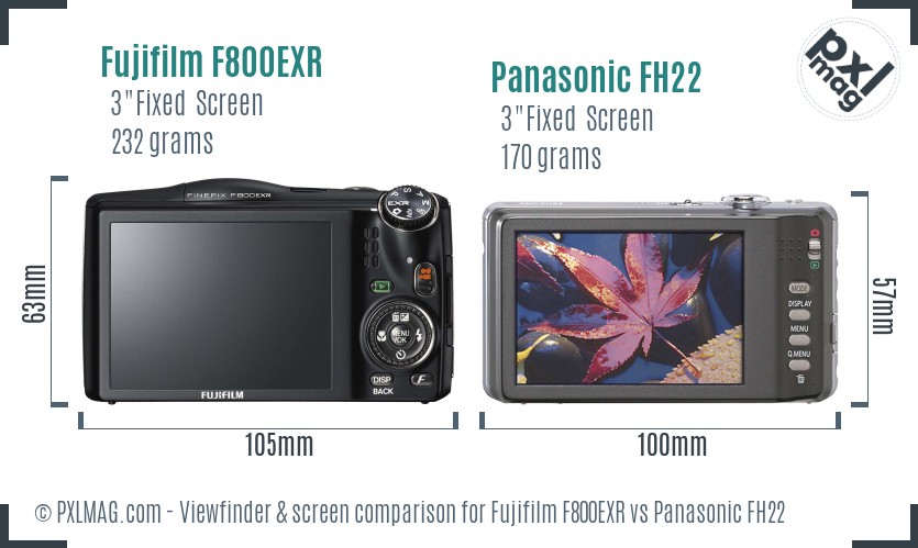 Fujifilm F800EXR vs Panasonic FH22 Screen and Viewfinder comparison
