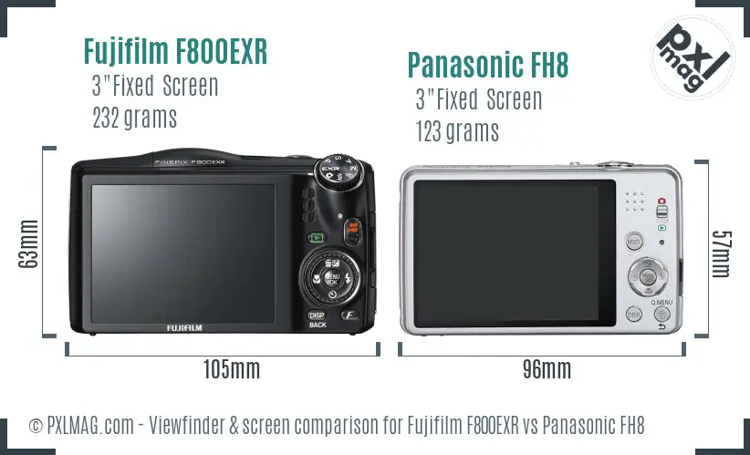 Fujifilm F800EXR vs Panasonic FH8 Screen and Viewfinder comparison