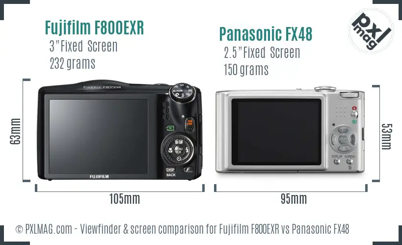 Fujifilm F800EXR vs Panasonic FX48 Screen and Viewfinder comparison
