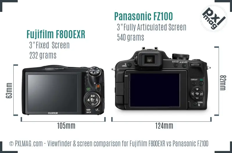 Fujifilm F800EXR vs Panasonic FZ100 Screen and Viewfinder comparison Fujifilm F800EXR vs Panasonic FZ100 Screen and Viewfinder comparison