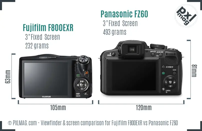 Fujifilm F800EXR vs Panasonic FZ60 Screen and Viewfinder comparison