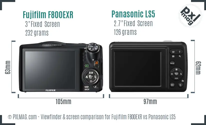 Fujifilm F800EXR vs Panasonic LS5 Screen and Viewfinder comparison Fujifilm F800EXR vs Panasonic LS5 Screen and Viewfinder comparison