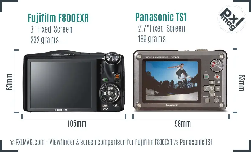Fujifilm F800EXR vs Panasonic TS1 Screen and Viewfinder comparison