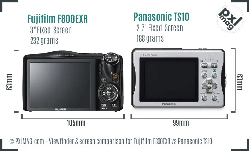 Fujifilm F800EXR vs Panasonic TS10 Screen and Viewfinder comparison