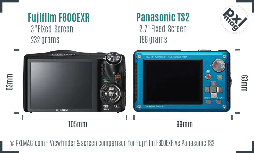Fujifilm F800EXR vs Panasonic TS2 Screen and Viewfinder comparison