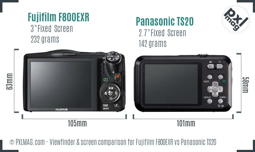 Fujifilm F800EXR vs Panasonic TS20 Screen and Viewfinder comparison