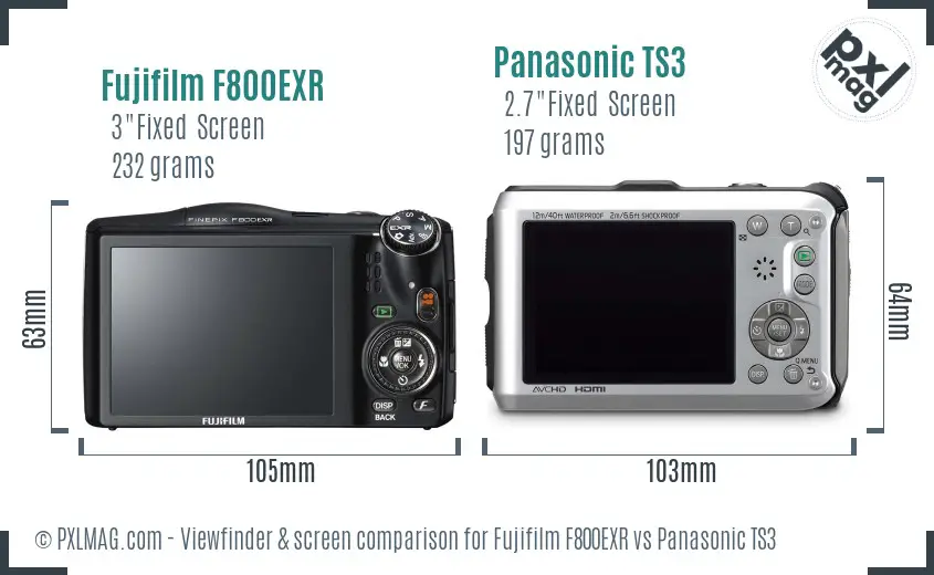 Fujifilm F800EXR vs Panasonic TS3 Screen and Viewfinder comparison Fujifilm F800EXR vs Panasonic TS3 Screen and Viewfinder comparison