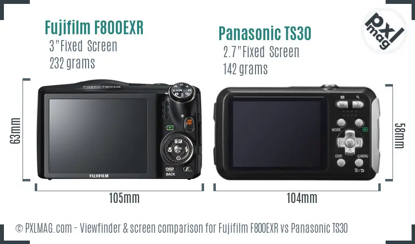 Fujifilm F800EXR vs Panasonic TS30 Screen and Viewfinder comparison