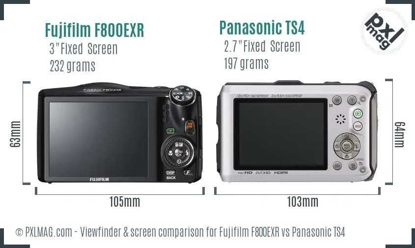 Fujifilm F800EXR vs Panasonic TS4 Screen and Viewfinder comparison