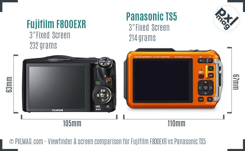 Fujifilm F800EXR vs Panasonic TS5 Screen and Viewfinder comparison