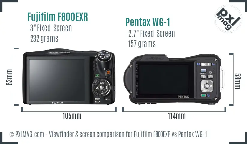 Fujifilm F800EXR vs Pentax WG-1 Screen and Viewfinder comparison