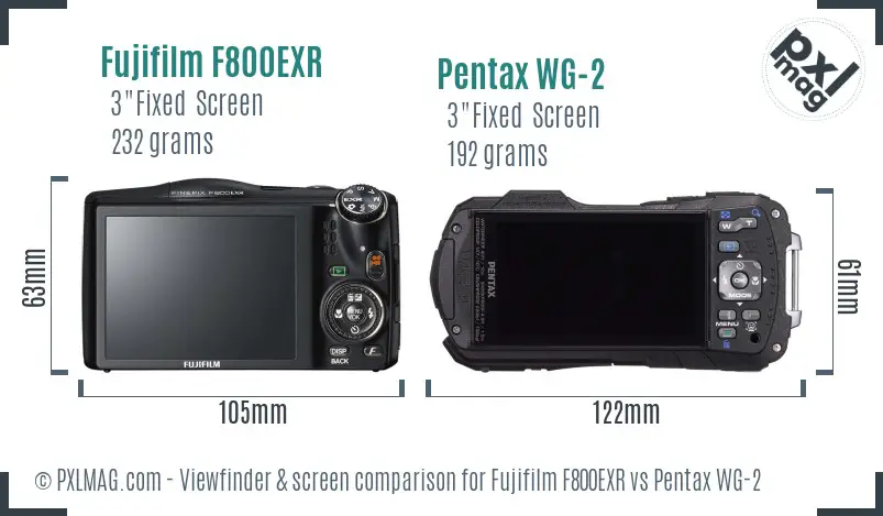 Fujifilm F800EXR vs Pentax WG-2 Screen and Viewfinder comparison