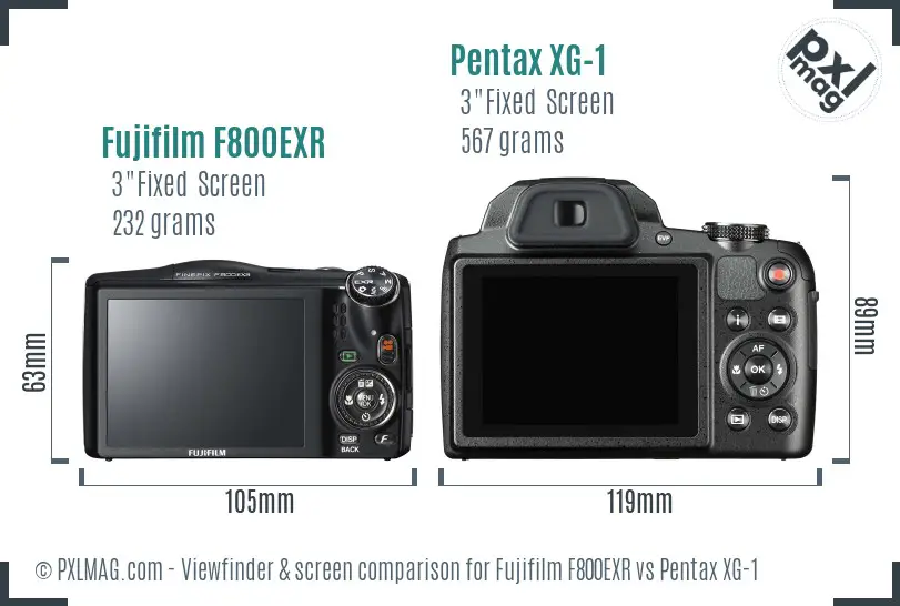 Fujifilm F800EXR vs Pentax XG-1 Screen and Viewfinder comparison Fujifilm F800EXR vs Pentax XG-1 Screen and Viewfinder comparison