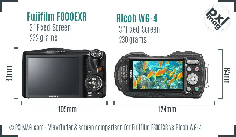 Fujifilm F800EXR vs Ricoh WG-4 Screen and Viewfinder comparison