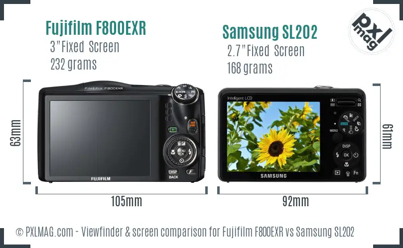 Fujifilm F800EXR vs Samsung SL202 Screen and Viewfinder comparison Fujifilm F800EXR vs Samsung SL202 Screen and Viewfinder comparison