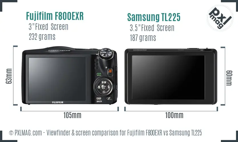 Fujifilm F800EXR vs Samsung TL225 Screen and Viewfinder comparison Fujifilm F800EXR vs Samsung TL225 Screen and Viewfinder comparison