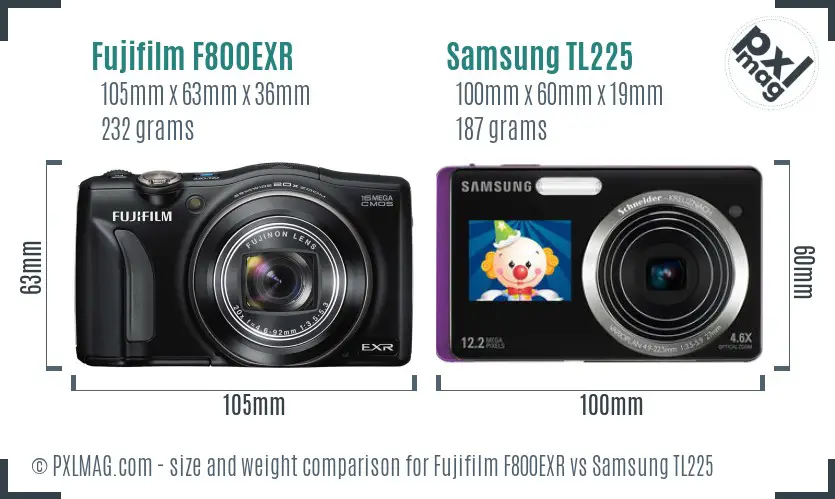 Fujifilm F800EXR vs Samsung TL225 size comparison Fujifilm F800EXR vs Samsung TL225 size comparison