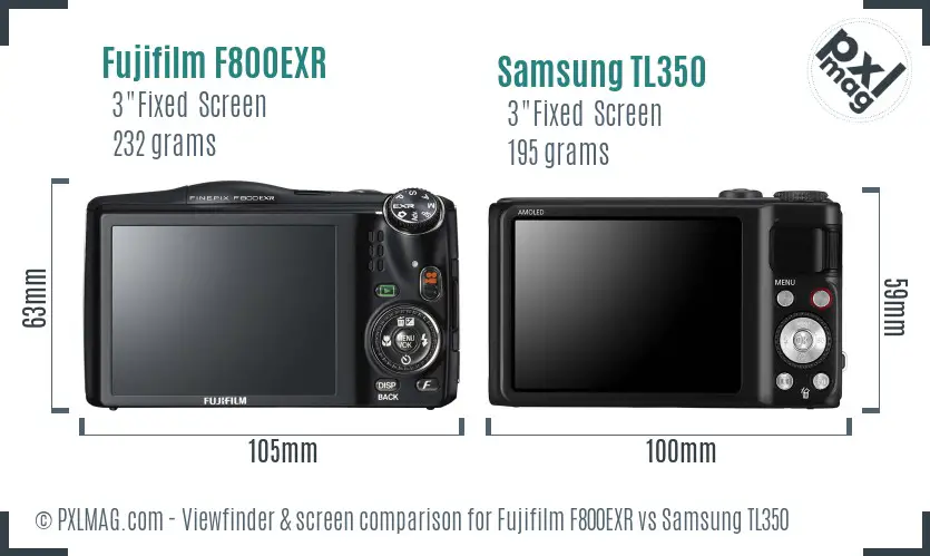 Fujifilm F800EXR vs Samsung TL350 Screen and Viewfinder comparison Fujifilm F800EXR vs Samsung TL350 Screen and Viewfinder comparison