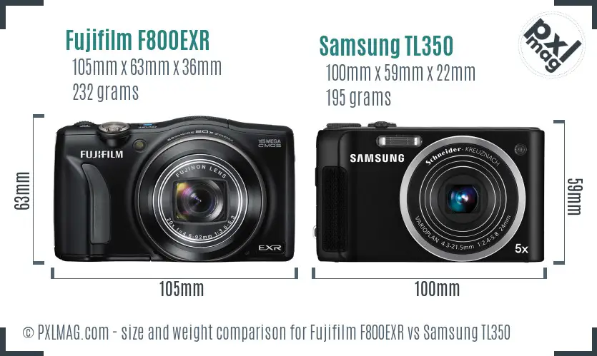 Fujifilm F800EXR vs Samsung TL350 size comparison Fujifilm F800EXR vs Samsung TL350 size comparison