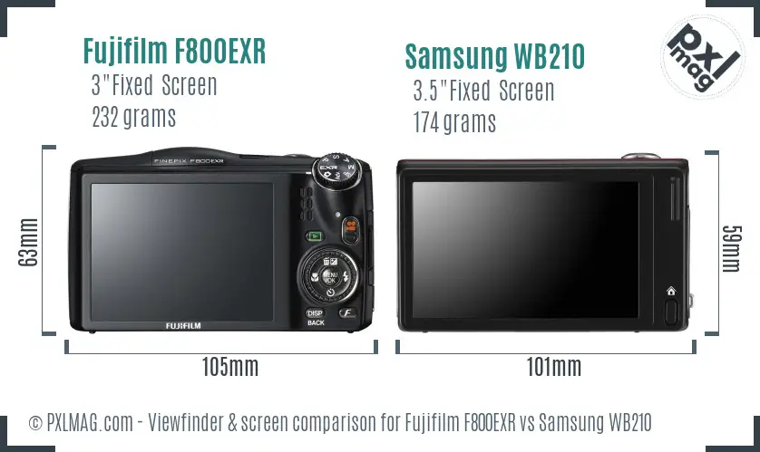 Fujifilm F800EXR vs Samsung WB210 Screen and Viewfinder comparison Fujifilm F800EXR vs Samsung WB210 Screen and Viewfinder comparison
