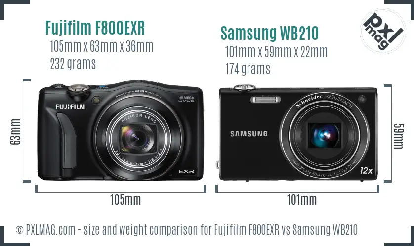 Fujifilm F800EXR vs Samsung WB210 size comparison Fujifilm F800EXR vs Samsung WB210 size comparison