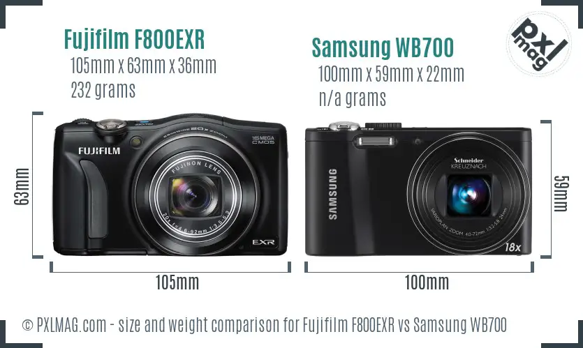 Fujifilm F800EXR vs Samsung WB700 size comparison Fujifilm F800EXR vs Samsung WB700 size comparison