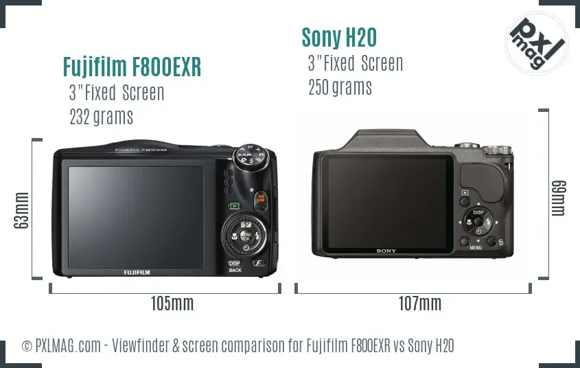 Fujifilm F800EXR vs Sony H20 Screen and Viewfinder comparison