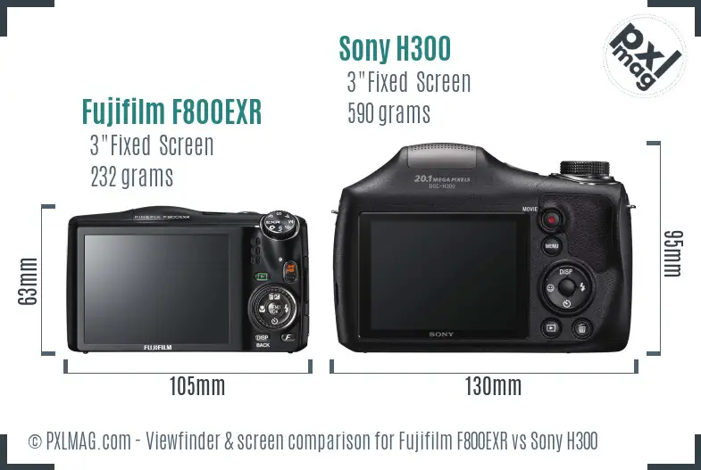 Fujifilm F800EXR vs Sony H300 Screen and Viewfinder comparison