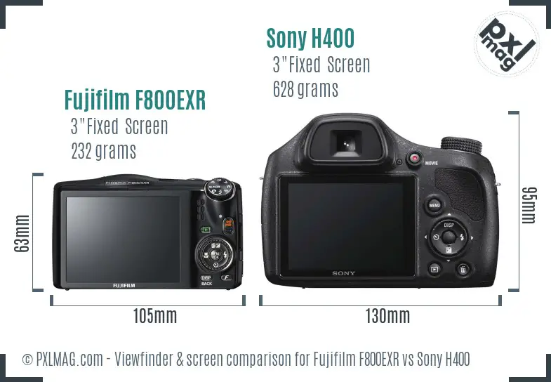 Fujifilm F800EXR vs Sony H400 Screen and Viewfinder comparison