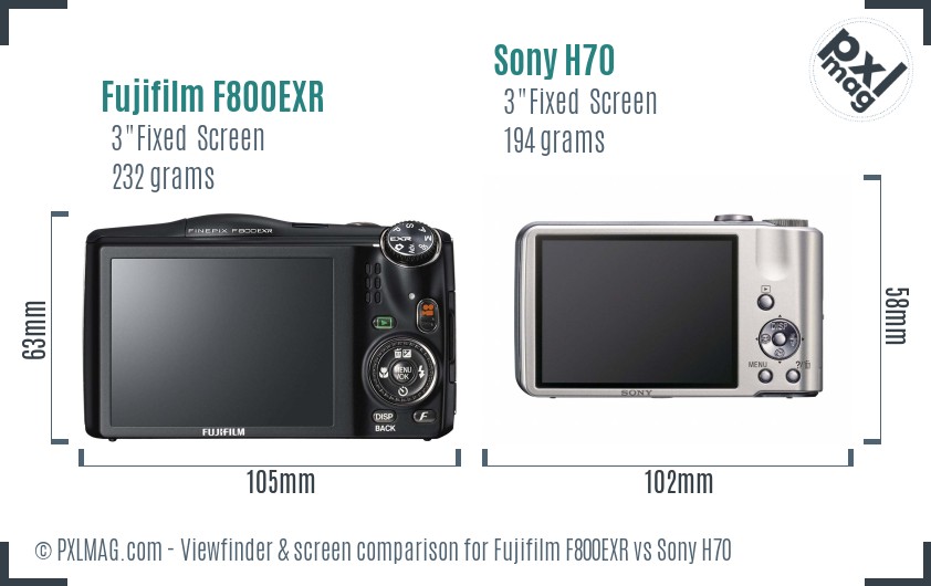 Fujifilm F800EXR vs Sony H70 Screen and Viewfinder comparison