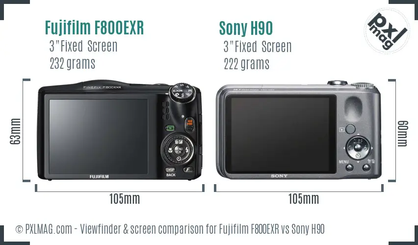 Fujifilm F800EXR vs Sony H90 Screen and Viewfinder comparison