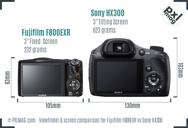 Fujifilm F800EXR vs Sony HX300 Screen and Viewfinder comparison