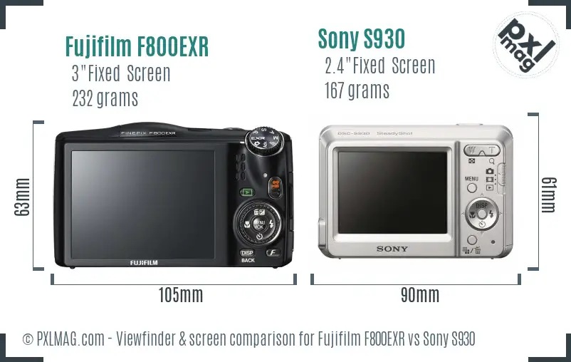 Fujifilm F800EXR vs Sony S930 Screen and Viewfinder comparison Fujifilm F800EXR vs Sony S930 Screen and Viewfinder comparison