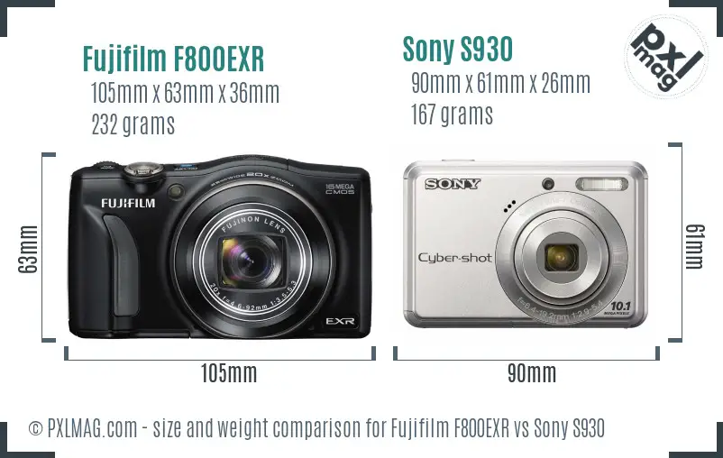 Fujifilm F800EXR vs Sony S930 size comparison Fujifilm F800EXR vs Sony S930 size comparison