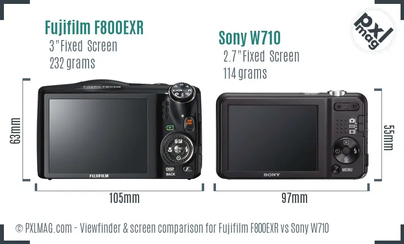 Fujifilm F800EXR vs Sony W710 Screen and Viewfinder comparison