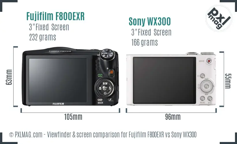 Fujifilm F800EXR vs Sony WX300 Screen and Viewfinder comparison Fujifilm F800EXR vs Sony WX300 Screen and Viewfinder comparison