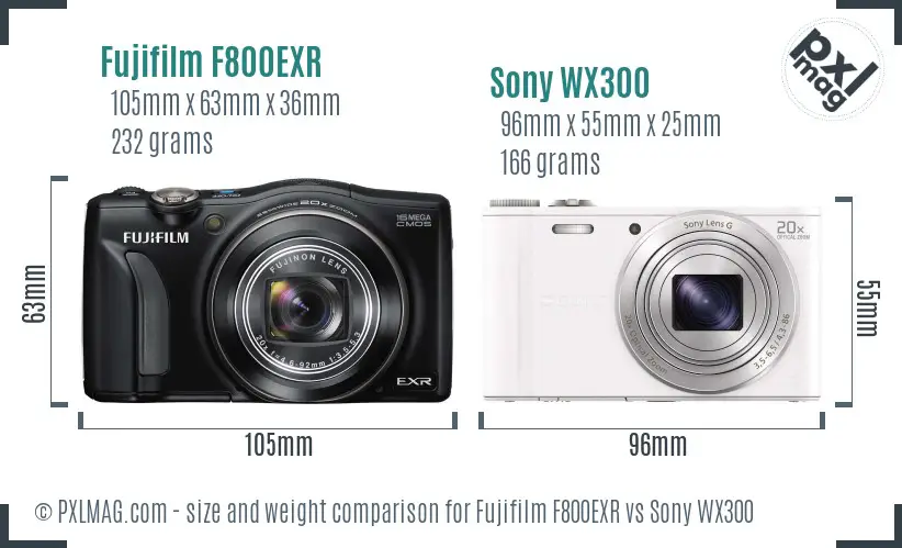 Fujifilm F800EXR vs Sony WX300 size comparison Fujifilm F800EXR vs Sony WX300 size comparison