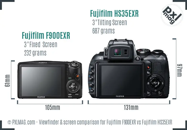 Fujifilm F900EXR vs Fujifilm HS35EXR Screen and Viewfinder comparison