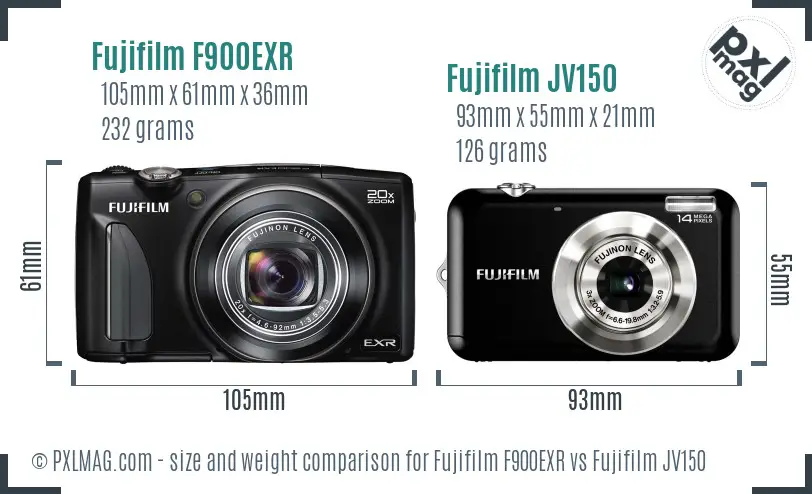 Fujifilm F900EXR vs Fujifilm JV150 size comparison
