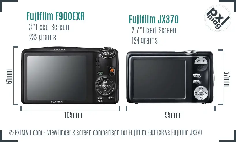 Fujifilm F900EXR vs Fujifilm JX370 Screen and Viewfinder comparison Fujifilm F900EXR vs Fujifilm JX370 Screen and Viewfinder comparison
