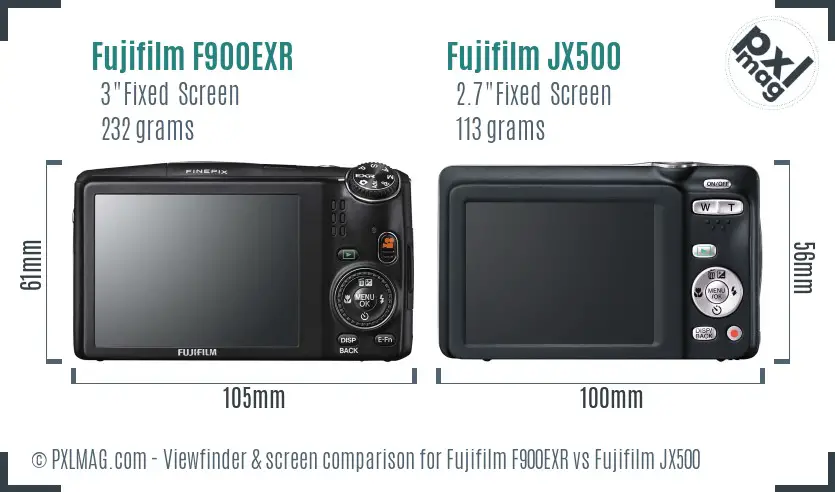 Fujifilm F900EXR vs Fujifilm JX500 Screen and Viewfinder comparison Fujifilm F900EXR vs Fujifilm JX500 Screen and Viewfinder comparison