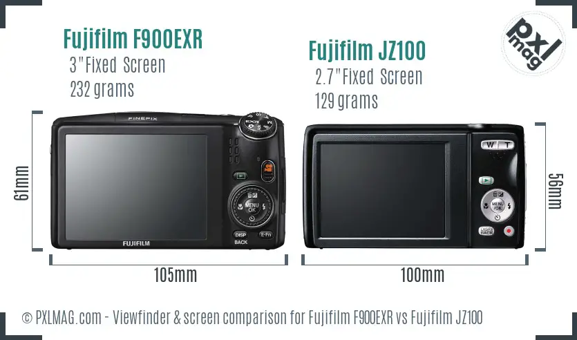Fujifilm F900EXR vs Fujifilm JZ100 Screen and Viewfinder comparison