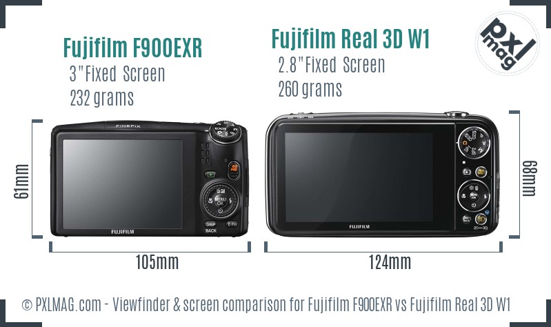 Fujifilm F900EXR vs Fujifilm Real 3D W1 Screen and Viewfinder comparison