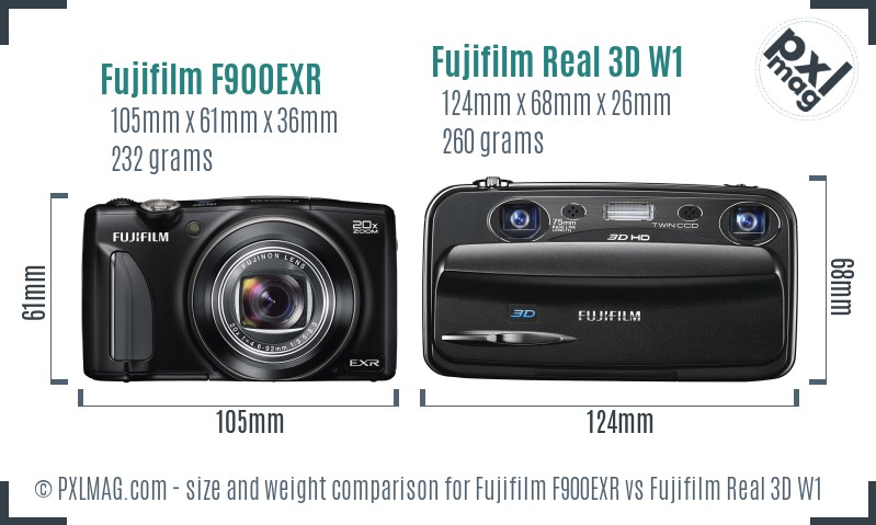 Fujifilm F900EXR vs Fujifilm Real 3D W1 size comparison Fujifilm F900EXR vs Fujifilm Real 3D W1 size comparison