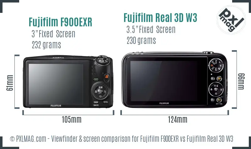 Fujifilm F900EXR vs Fujifilm Real 3D W3 Screen and Viewfinder comparison