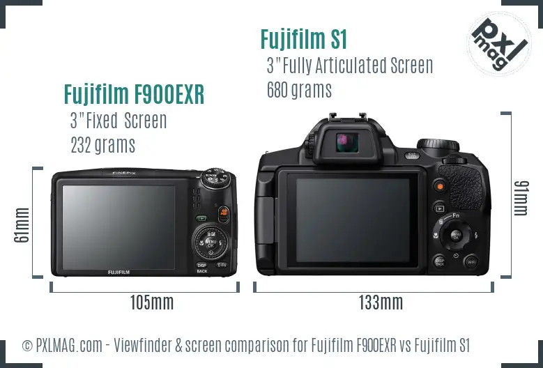 Fujifilm F900EXR vs Fujifilm S1 Screen and Viewfinder comparison