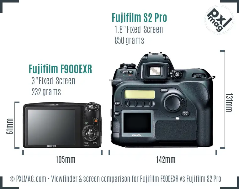 Fujifilm F900EXR vs Fujifilm S2 Pro Screen and Viewfinder comparison