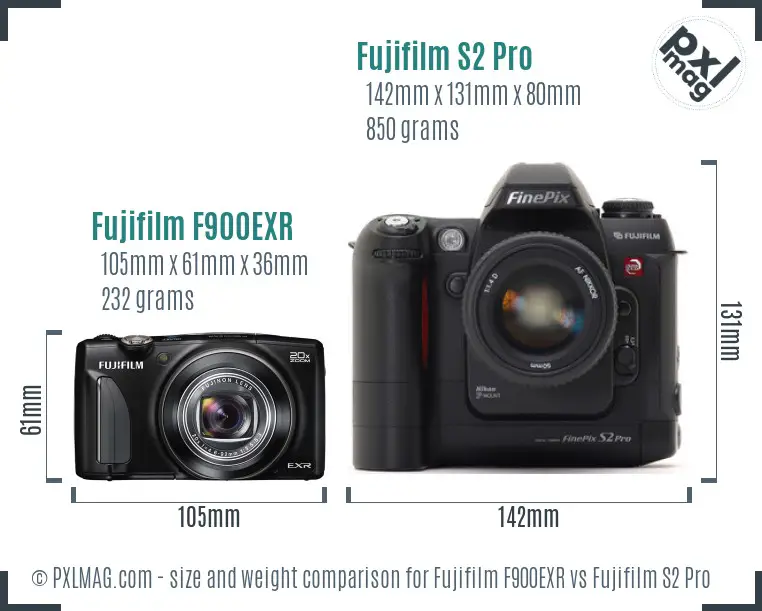 Fujifilm F900EXR vs Fujifilm S2 Pro size comparison